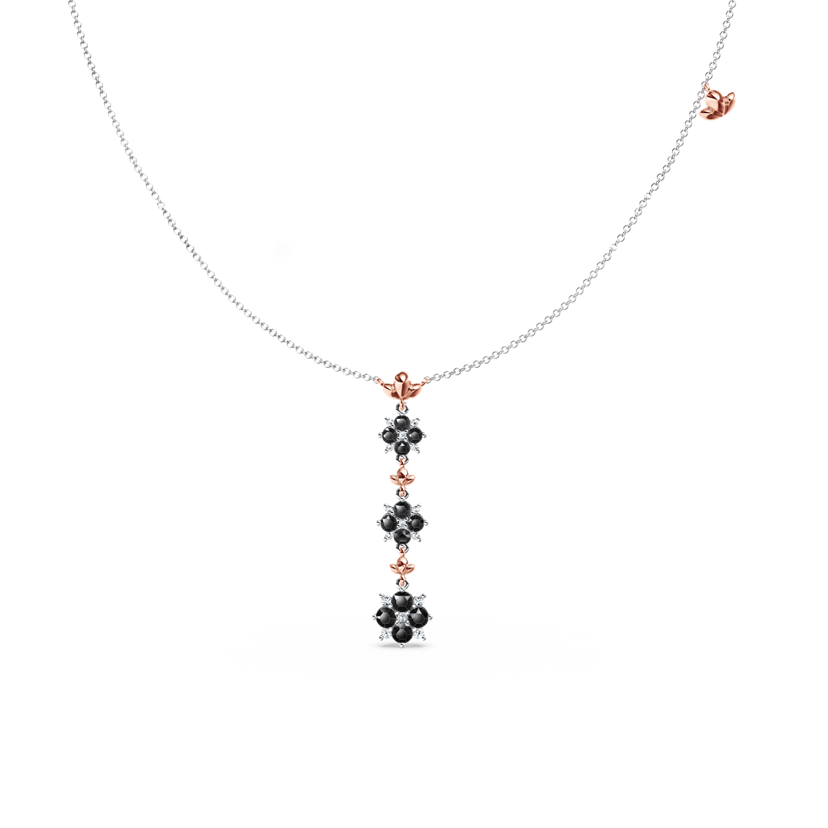 Blossom Black and White Diamond Drop Necklace