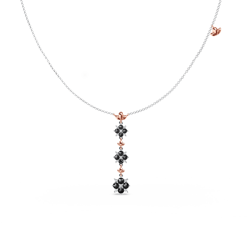 Blossom Black and White Diamond Drop Necklace