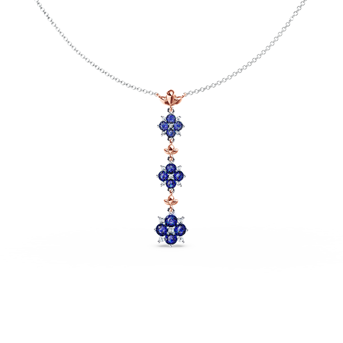 Blossom Blue Sapphire and Diamond Necklace