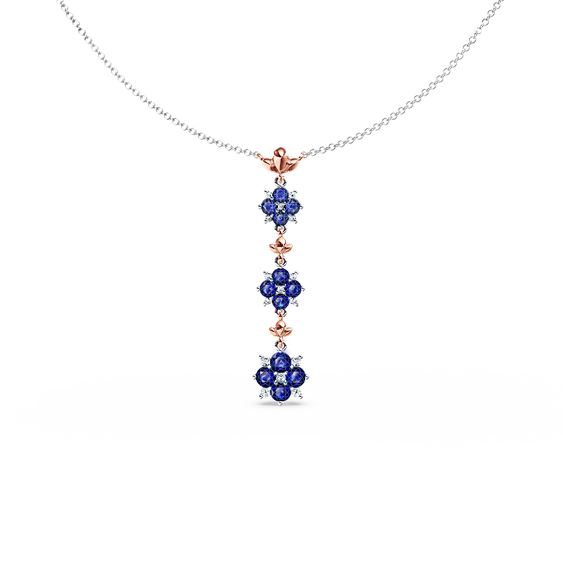 Blossom Blue Sapphire and Diamond Necklace