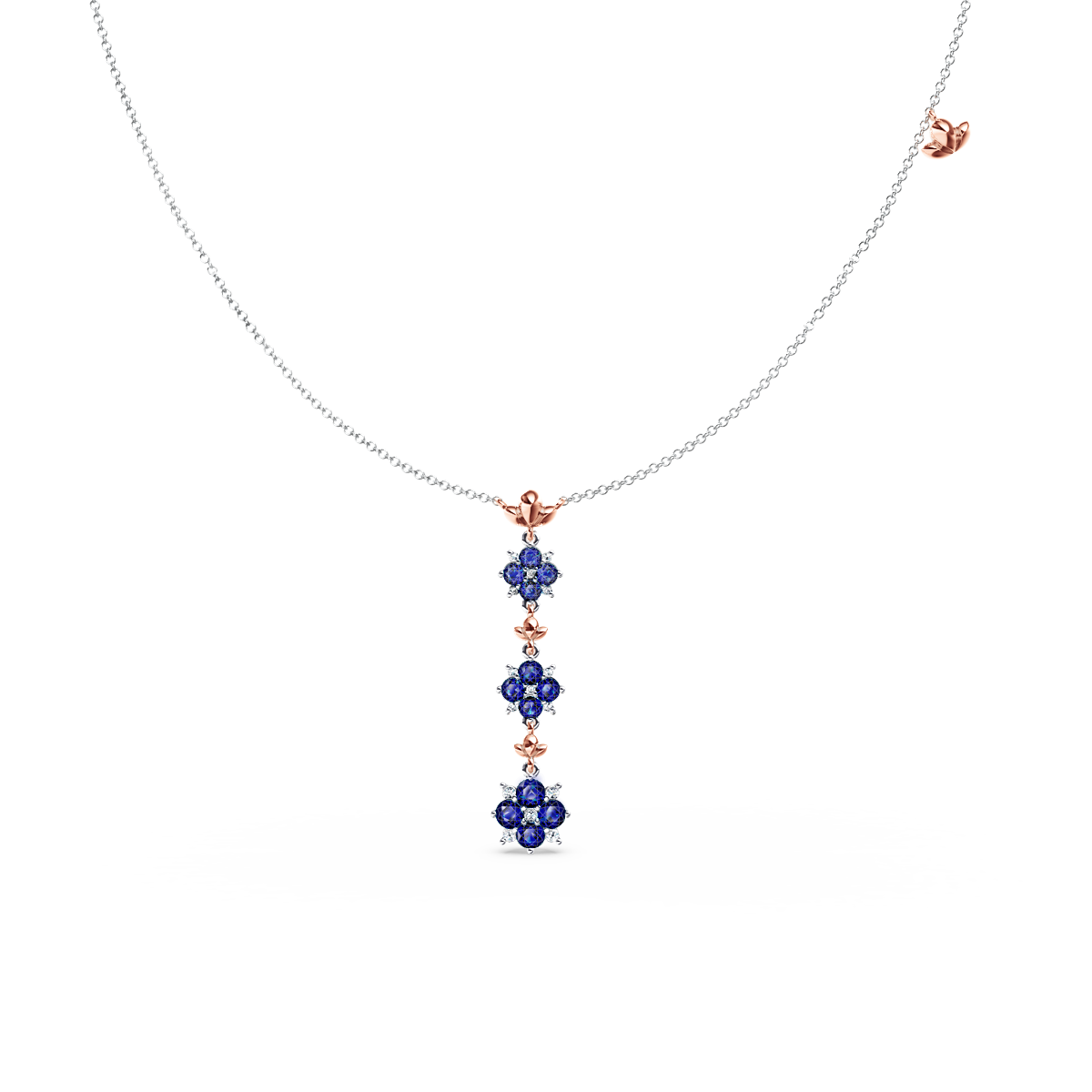 Blossom Blue Sapphire and Diamond Necklace