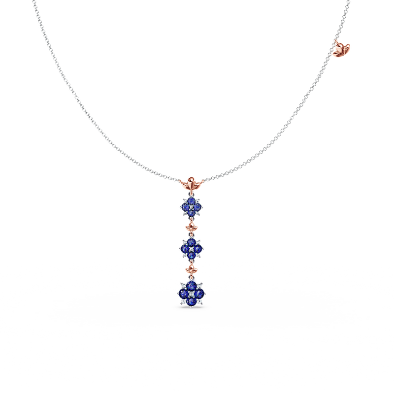 Blossom Blue Sapphire and Diamond Necklace