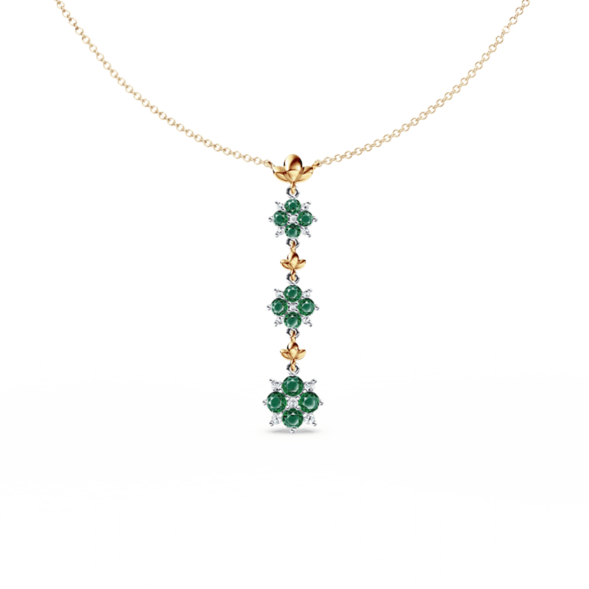 Blossom Emerald and Diamond Drop Necklace