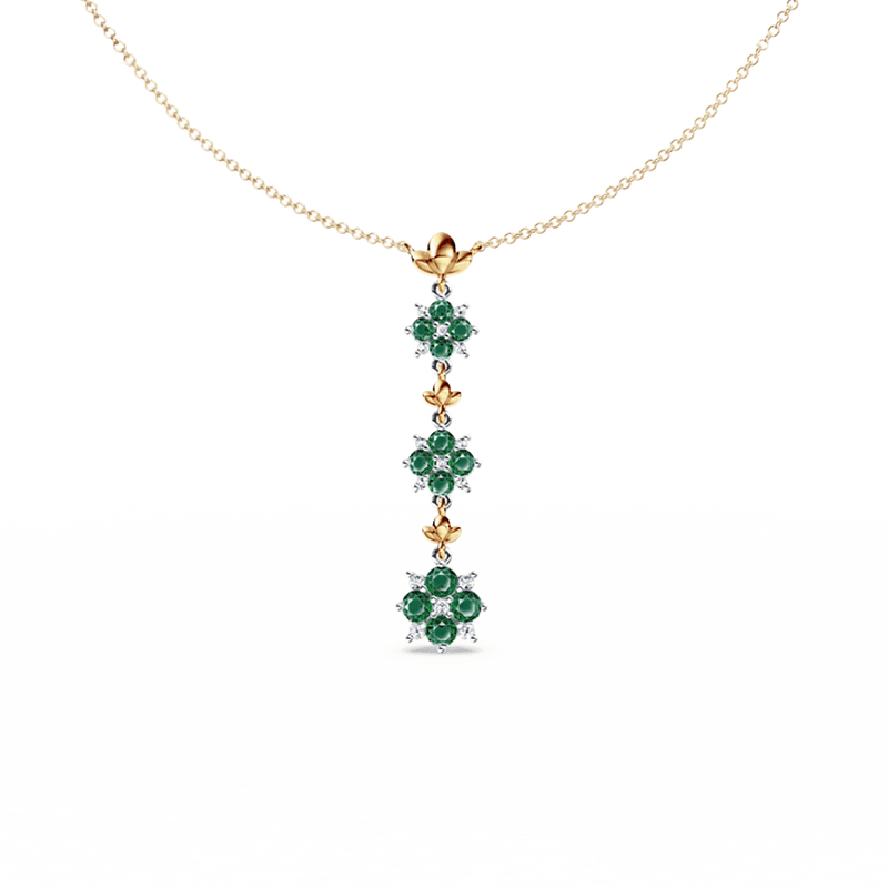 Blossom Emerald and Diamond Drop Necklace