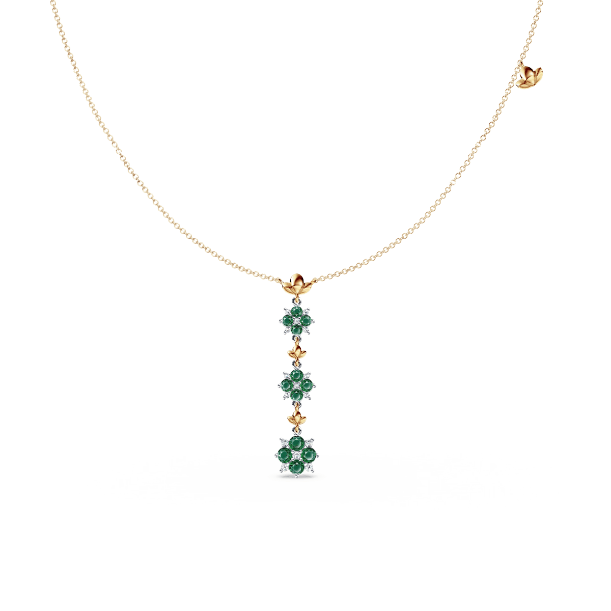 Blossom Emerald and Diamond Drop Necklace