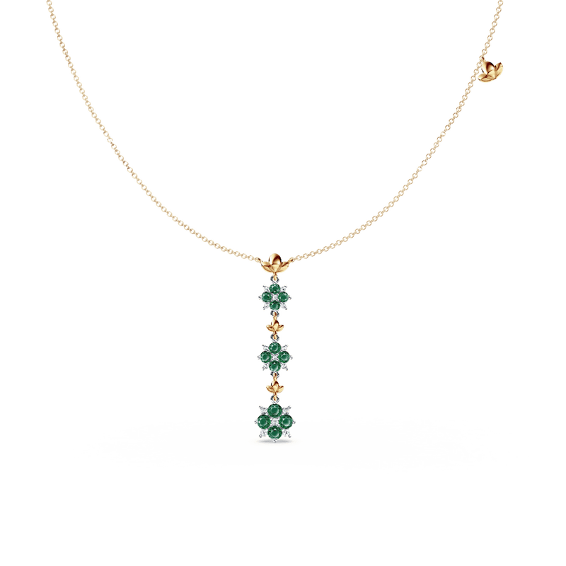 Blossom Emerald and Diamond Drop Necklace