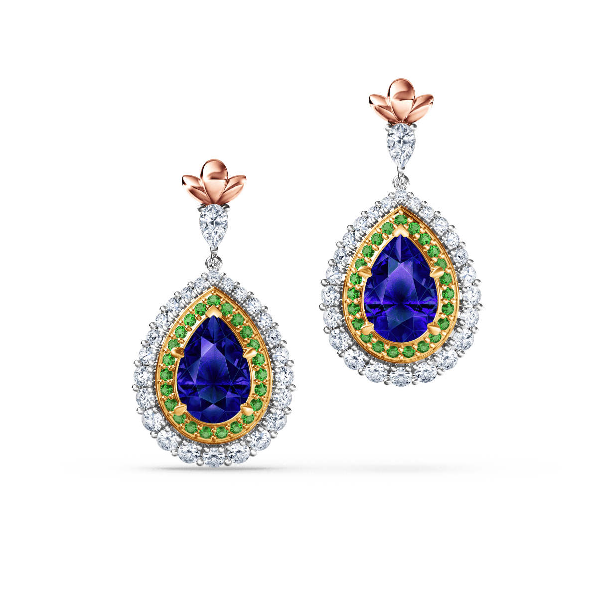 Original Angel Royal Tanzanite Peacock Earrings