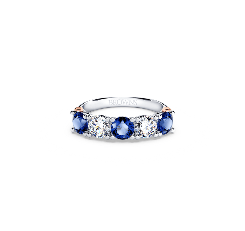Protea Blue Sapphire and Diamond Eternity Ring