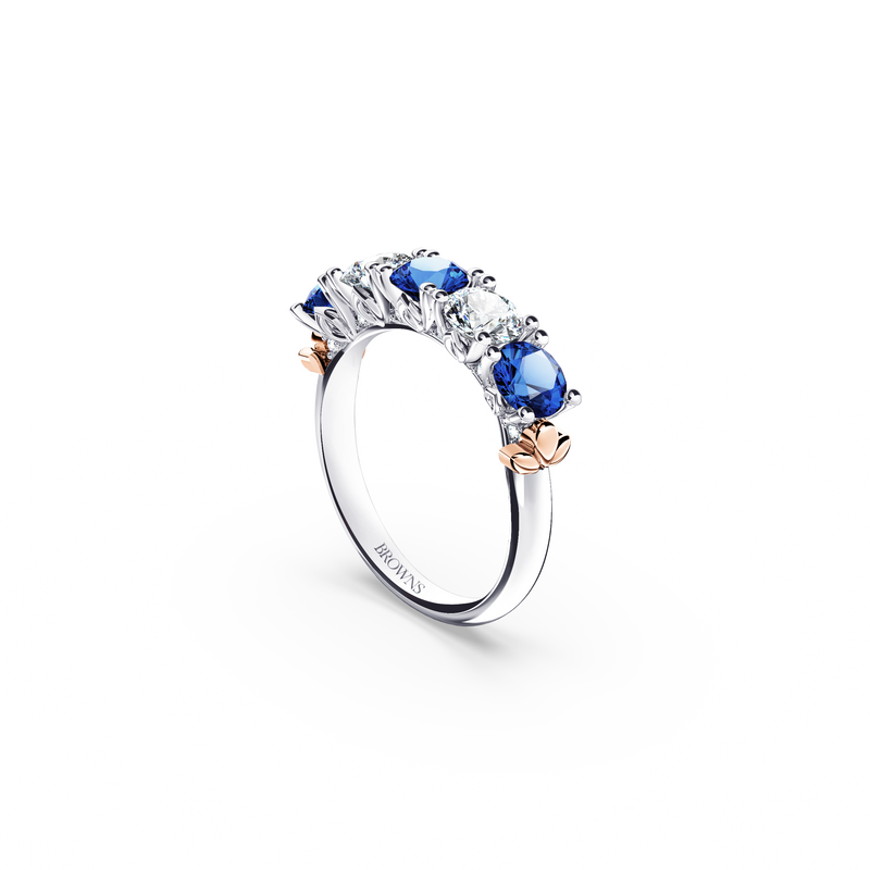 Protea Blue Sapphire and Diamond Eternity Ring