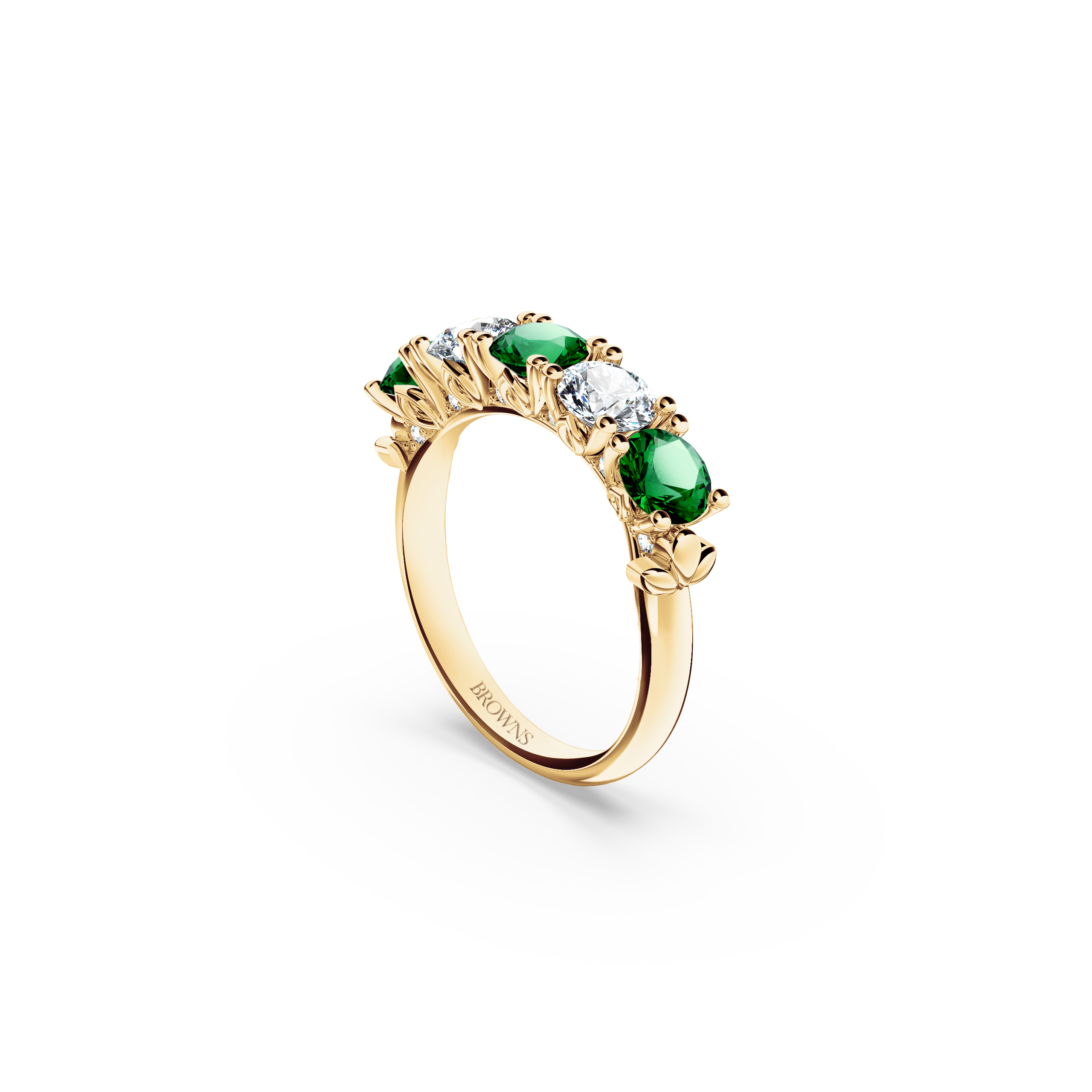 Protea Emerald and Diamond Eternity Ring