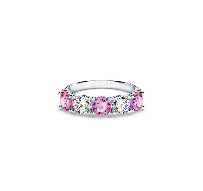 Protea Pink Sapphire and Diamond Eternity Ring