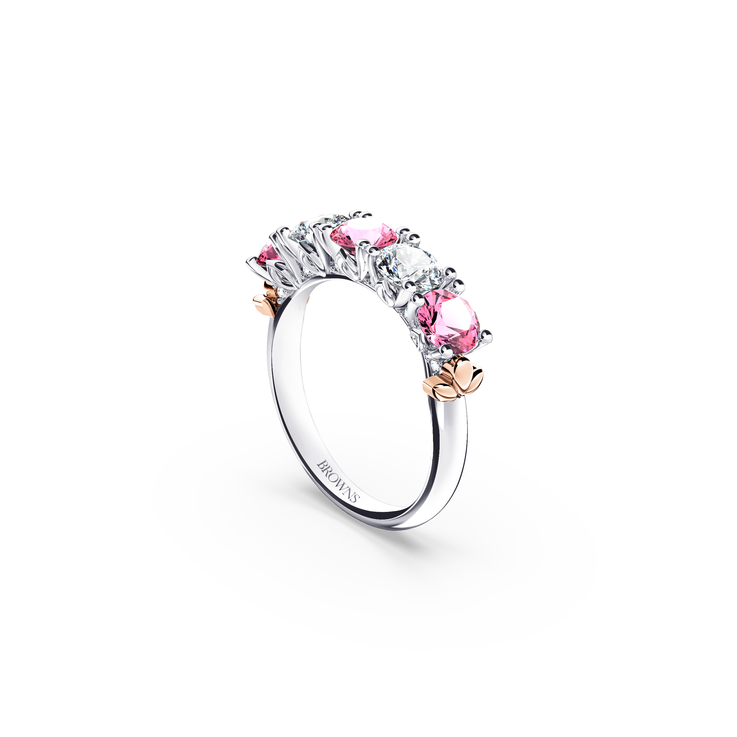 Protea Pink Sapphire and Diamond Eternity Ring
