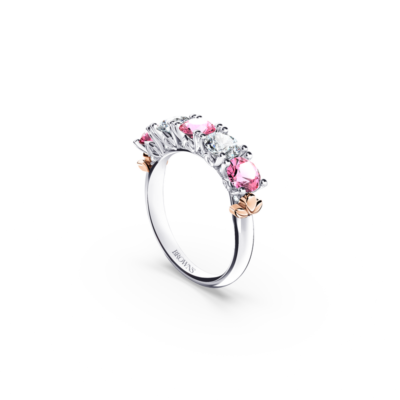 Protea Pink Sapphire and Diamond Eternity Ring