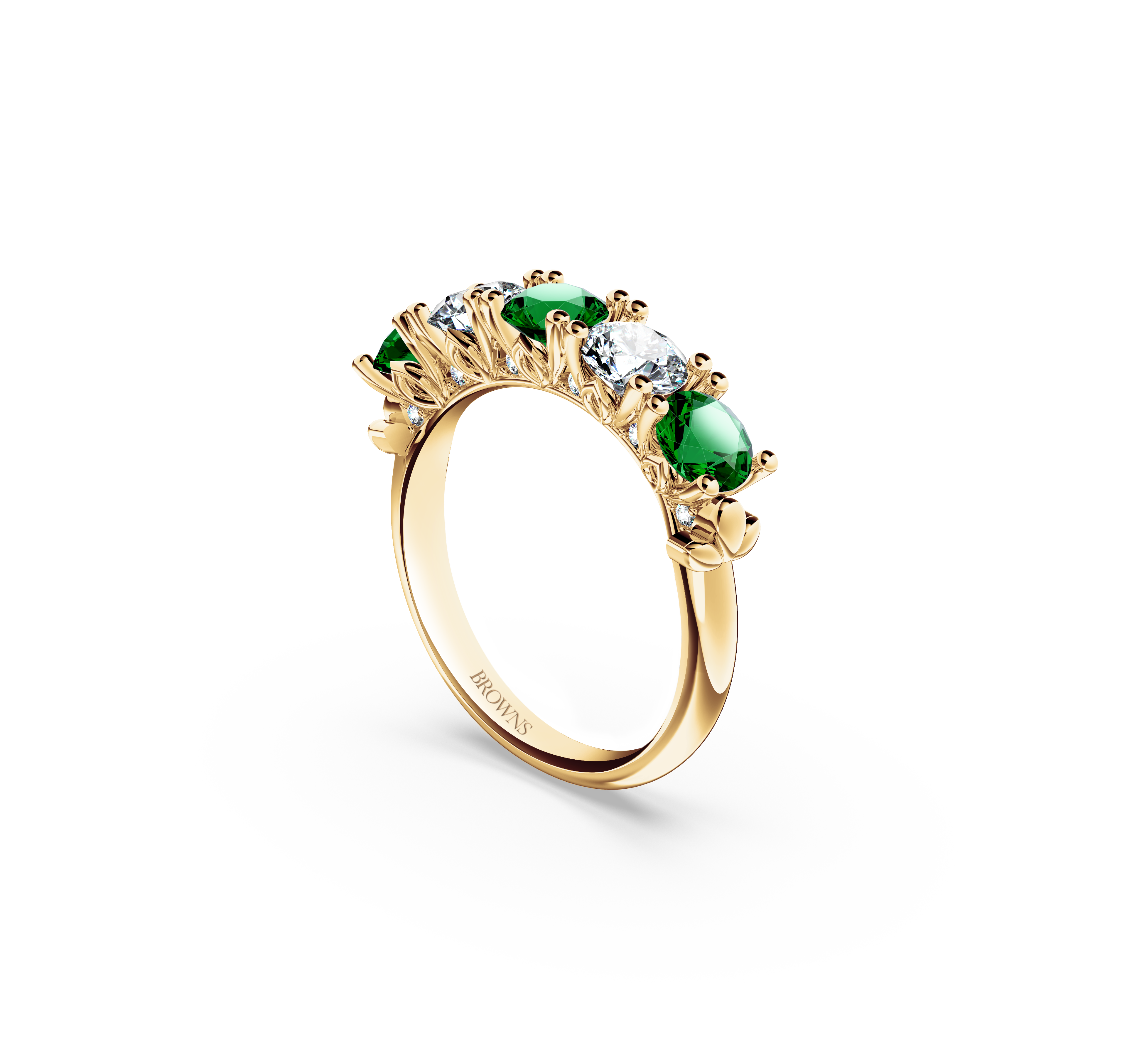 Protea Emerald and Diamond Eternity Ring
