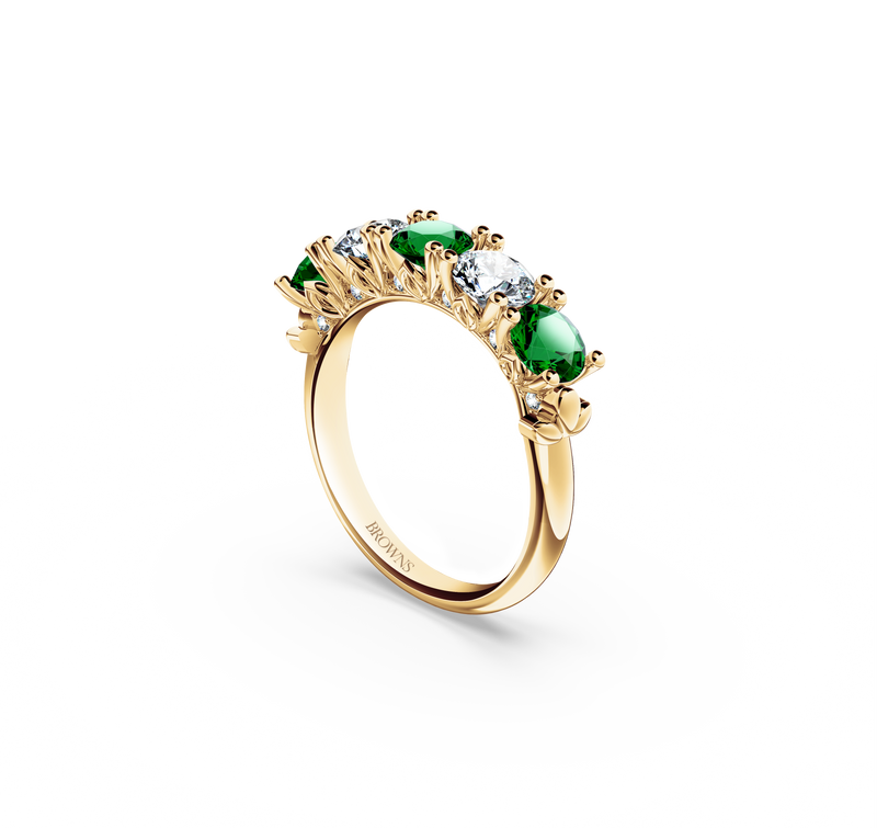Protea Emerald and Diamond Eternity Ring