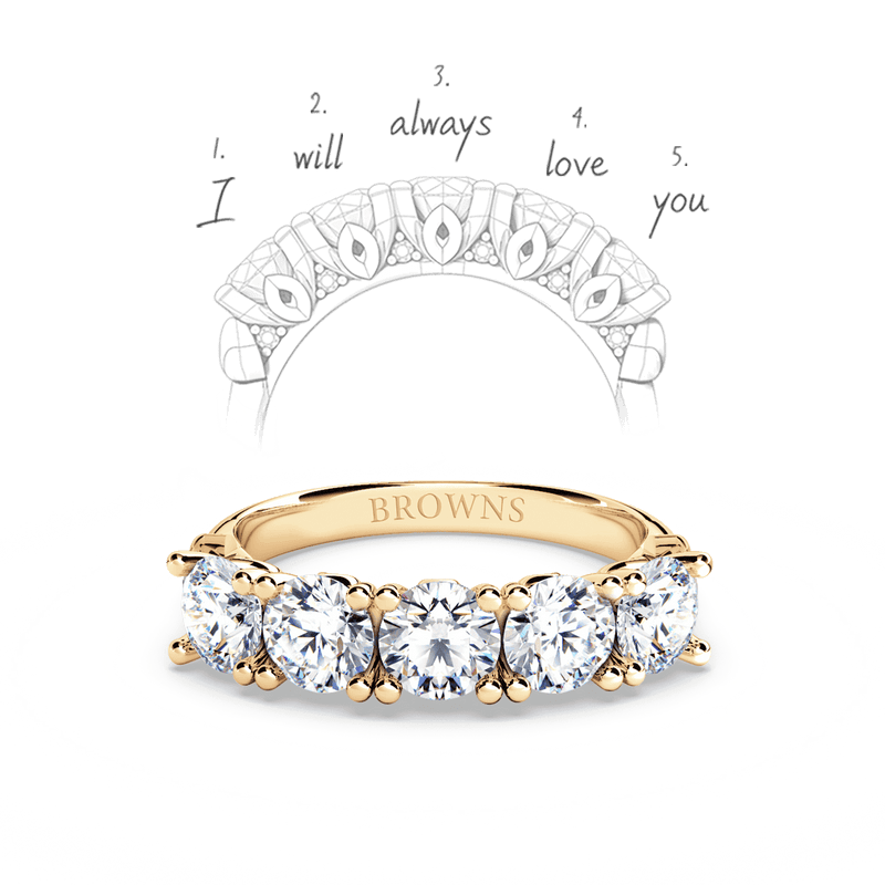 Protea 5-Stone Diamond Whispering Angel Eternity Ring