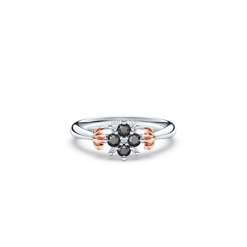 Blossom Black and White Diamond Ring