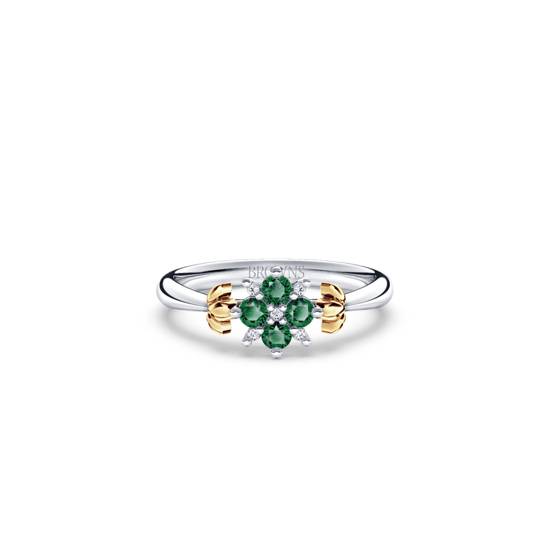 Blossom Emerald and Diamond Ring