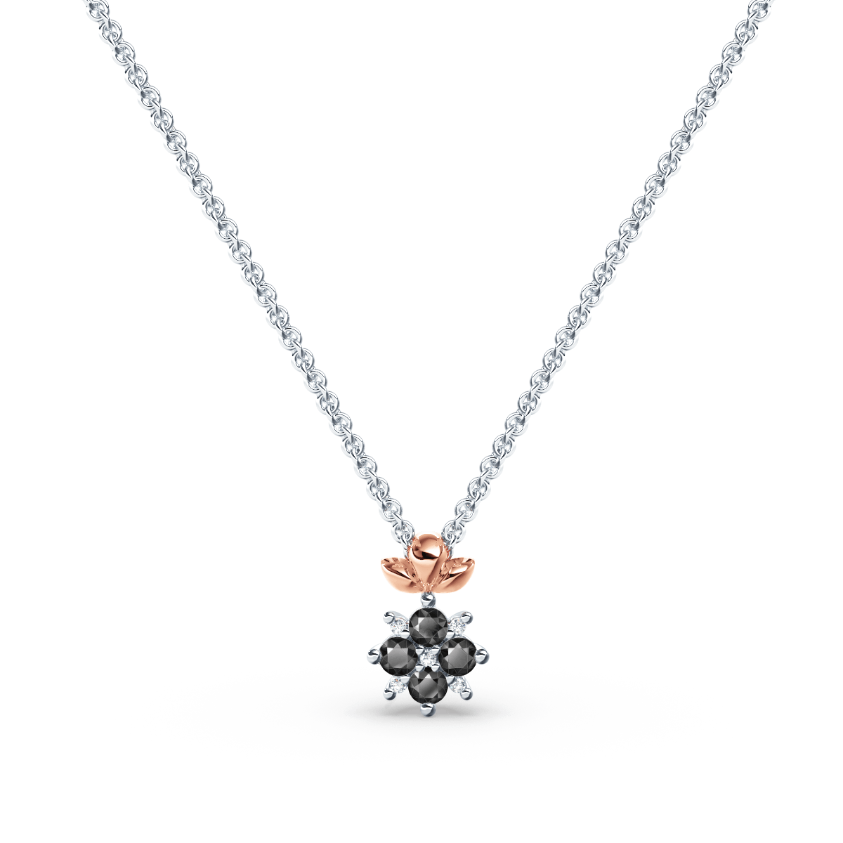 Blossom Black and White Diamond Necklace