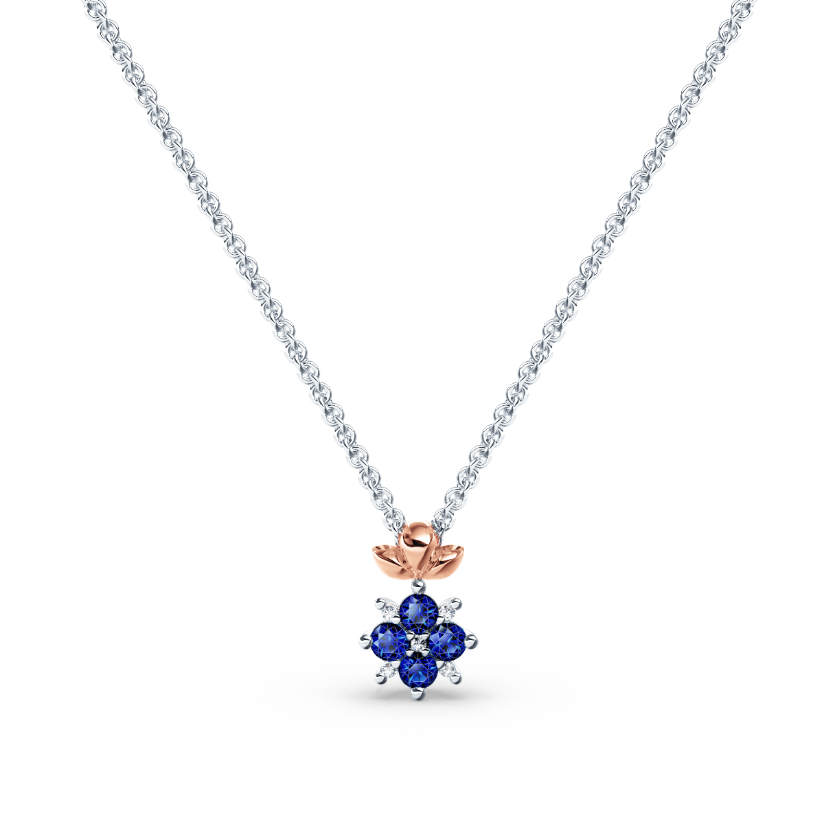 Blossom Blue Sapphire and Diamond Necklace