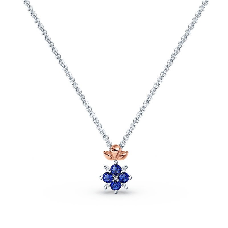 Blossom Blue Sapphire and Diamond Necklace