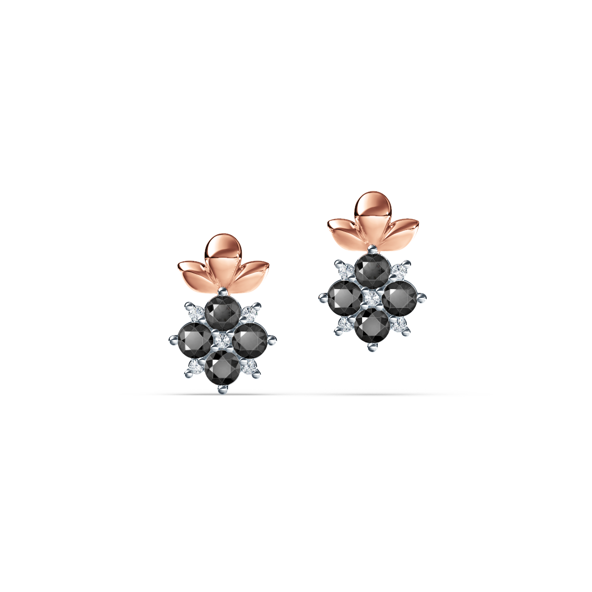 Blossom Black and White Diamond Earrings