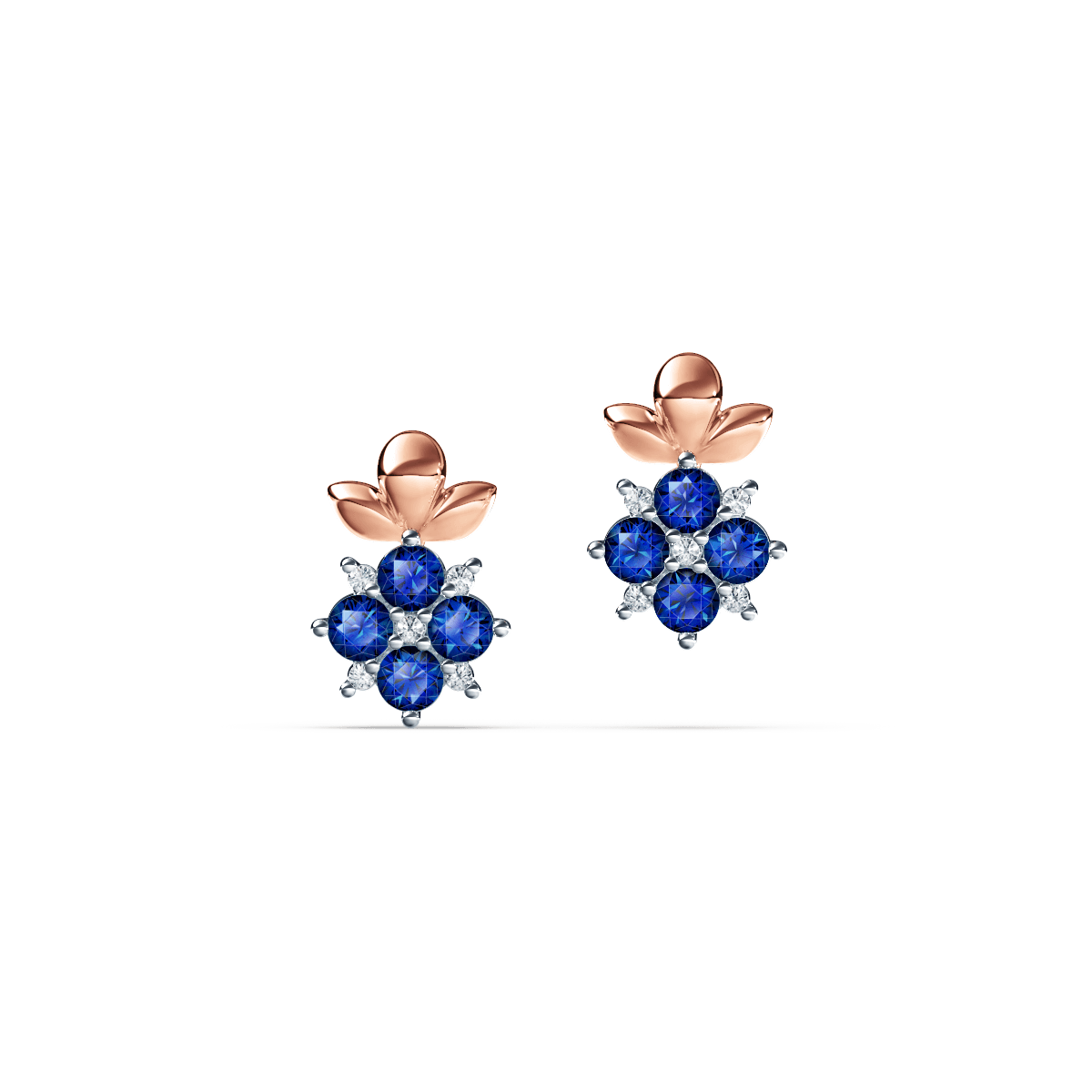Blossom Blue Sapphire and Diamond Earrings