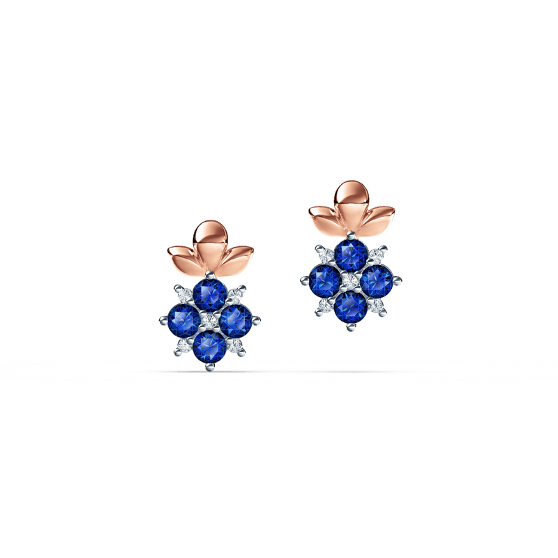 Blossom Blue Sapphire and Diamond Earrings