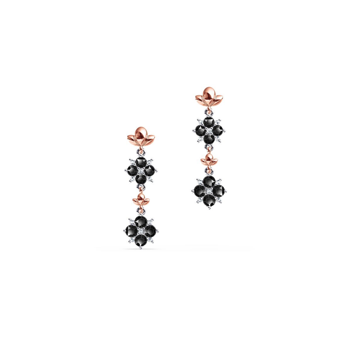 Blossom Black and White Diamond Drop Earrings