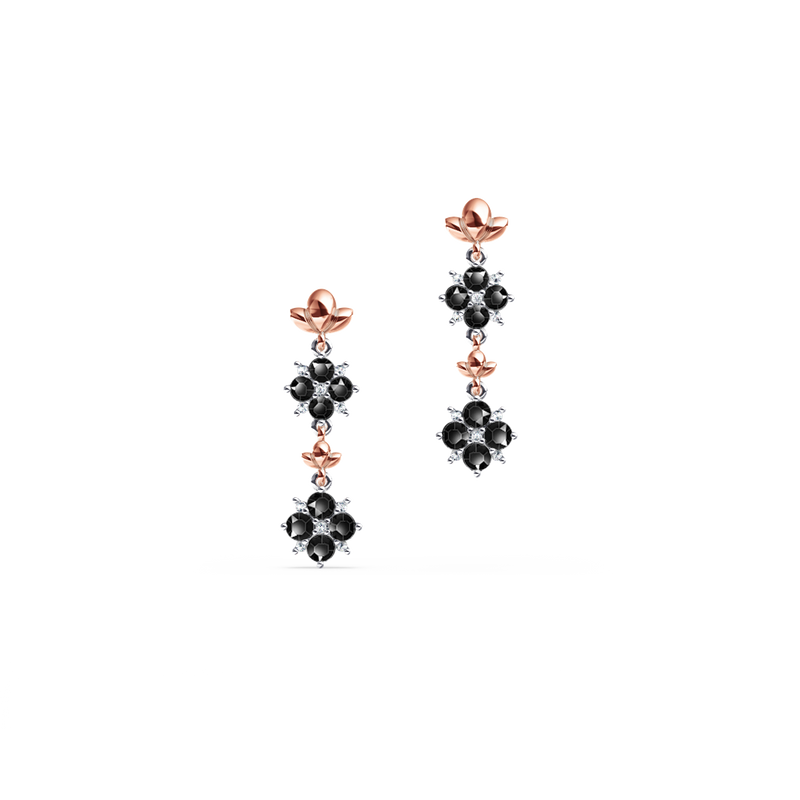 Blossom Black and White Diamond Drop Earrings