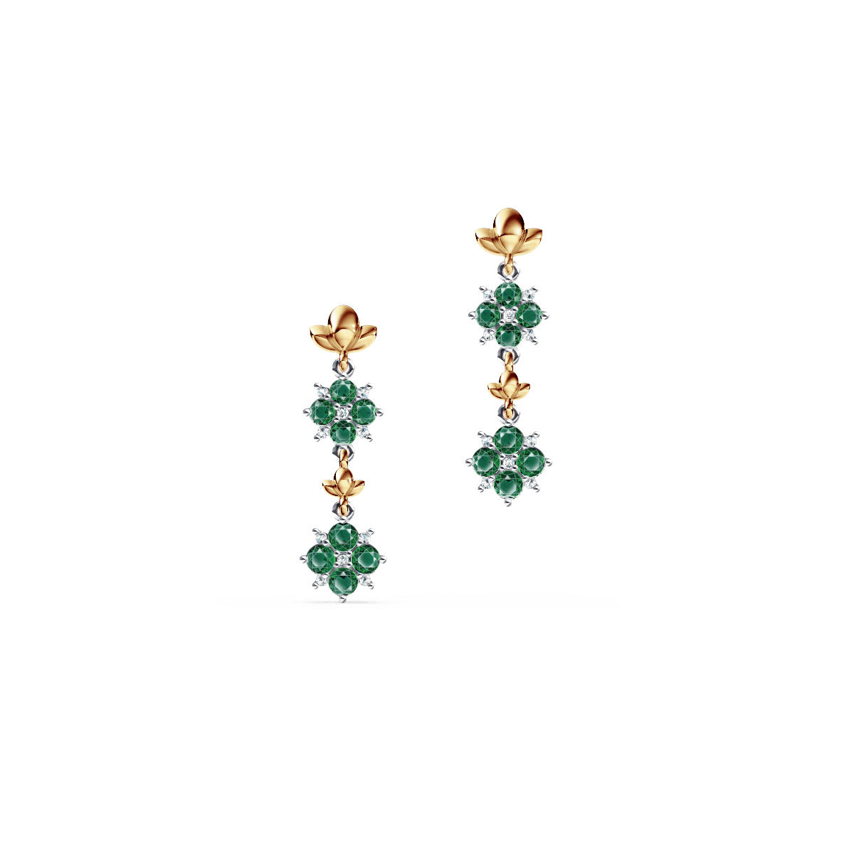 Blossom Emerald and Diamond Drop Earrings