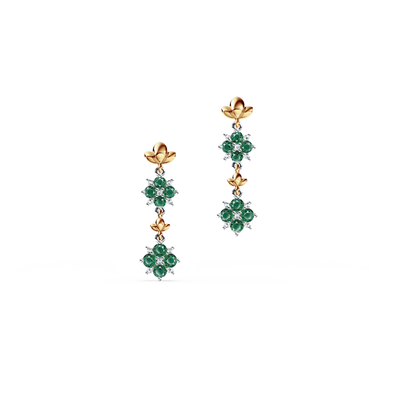 Blossom Emerald and Diamond Drop Earrings