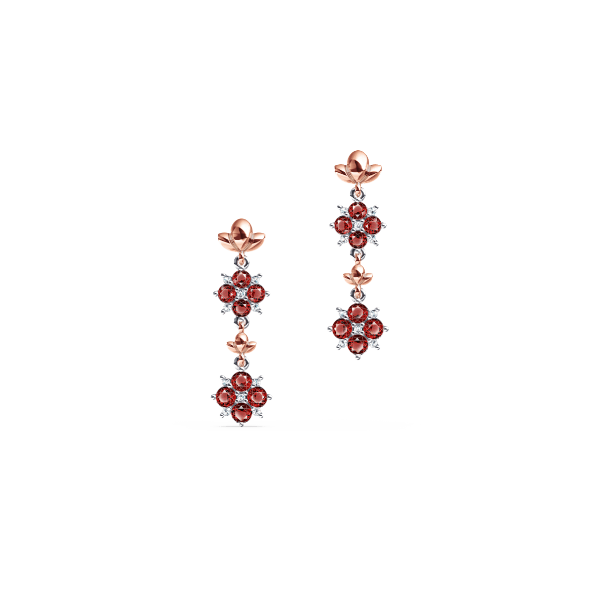 Blossom Ruby and Diamond Drop Earrings