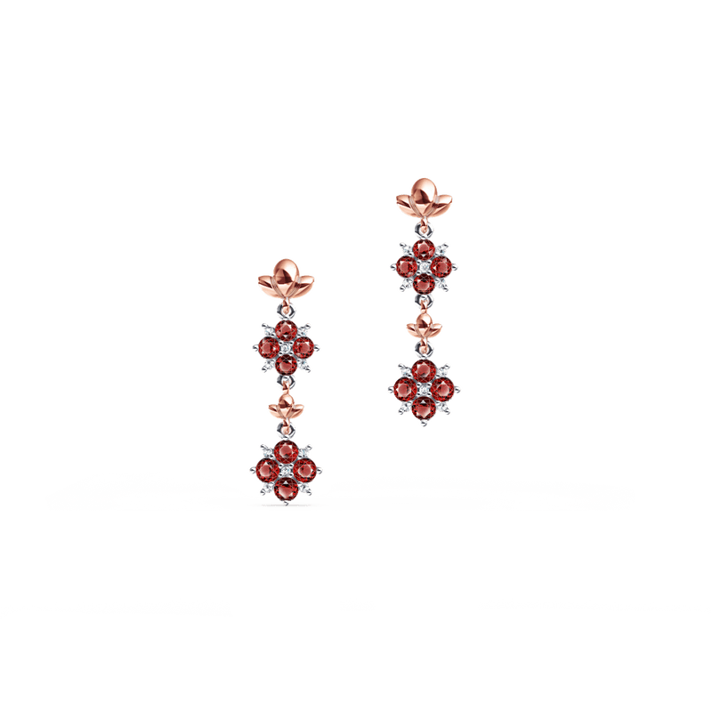Blossom Ruby and Diamond Drop Earrings