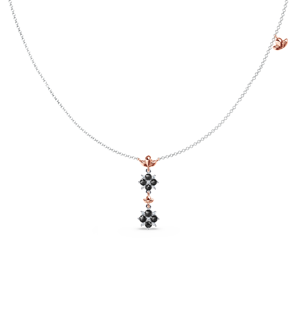 Blossom Black and White Diamond Necklace