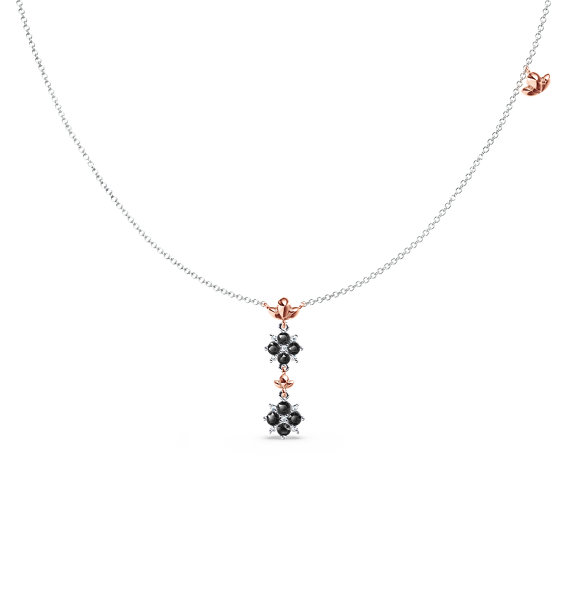 Blossom Black and White Diamond Necklace