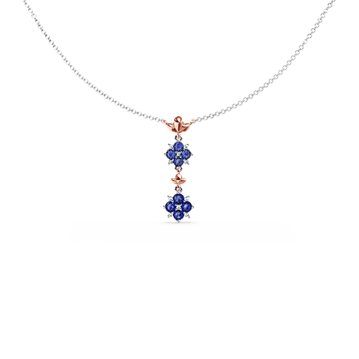 Blossom Blue Sapphire and Diamond Necklace