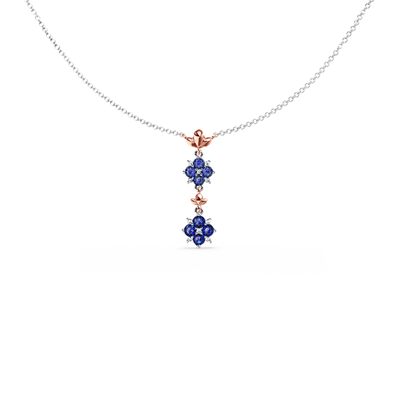 Blossom Blue Sapphire and Diamond Necklace
