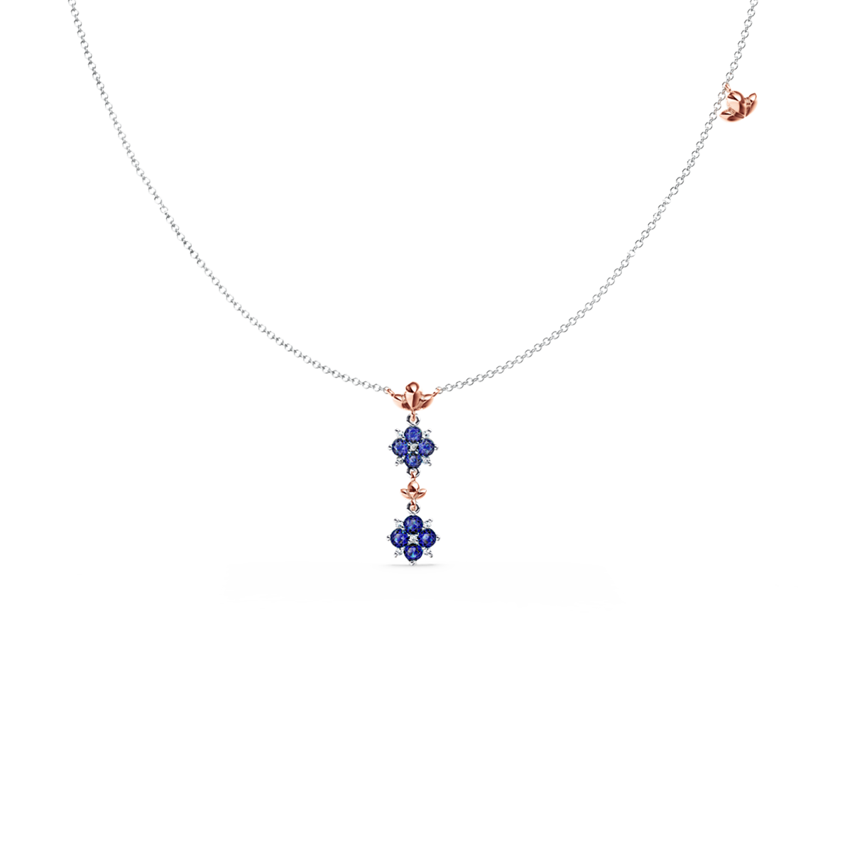 Blossom Blue Sapphire and Diamond Necklace