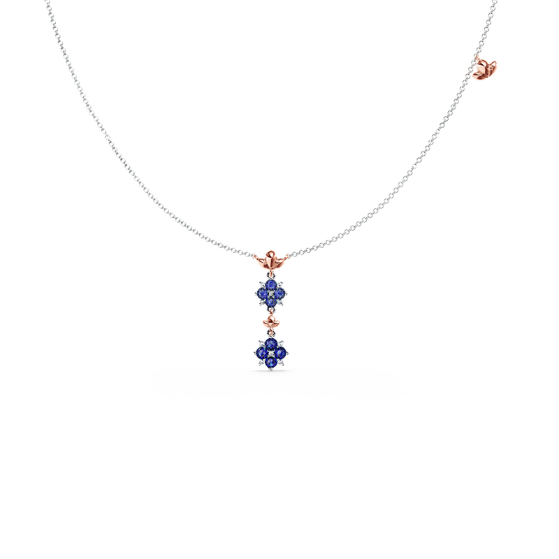 Blossom Blue Sapphire and Diamond Necklace