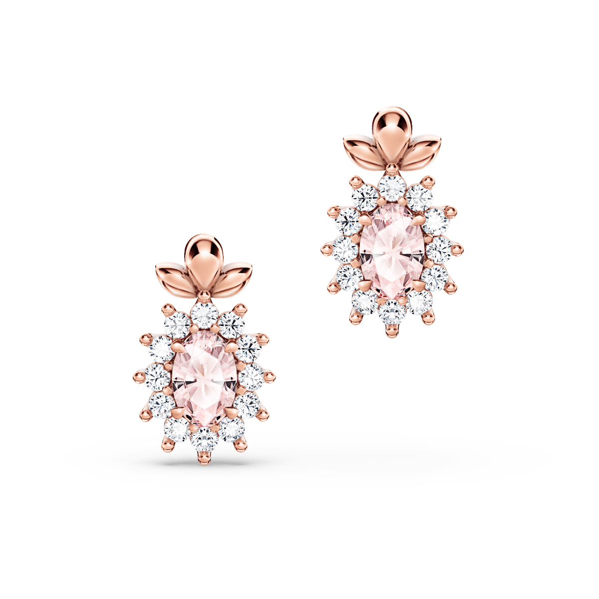 Protea Morganite and Diamond Cluster Earrings