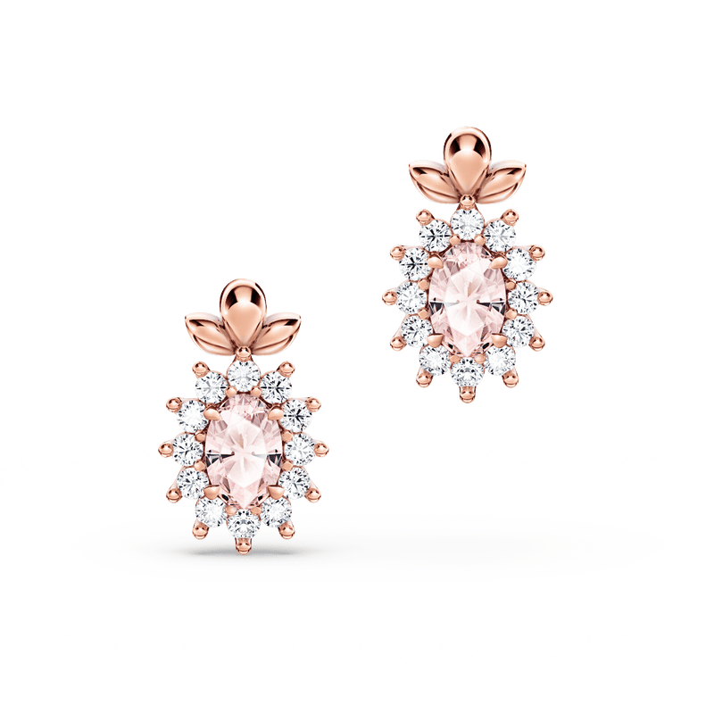 Protea Morganite and Diamond Cluster Earrings