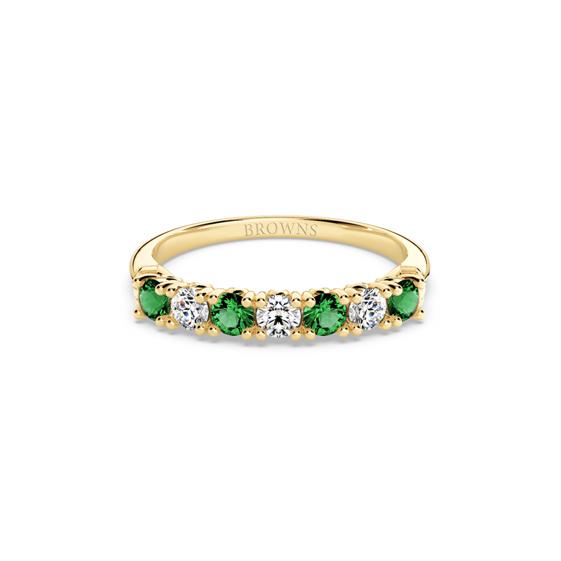 Protea Emerald and Diamond Eternity Ring