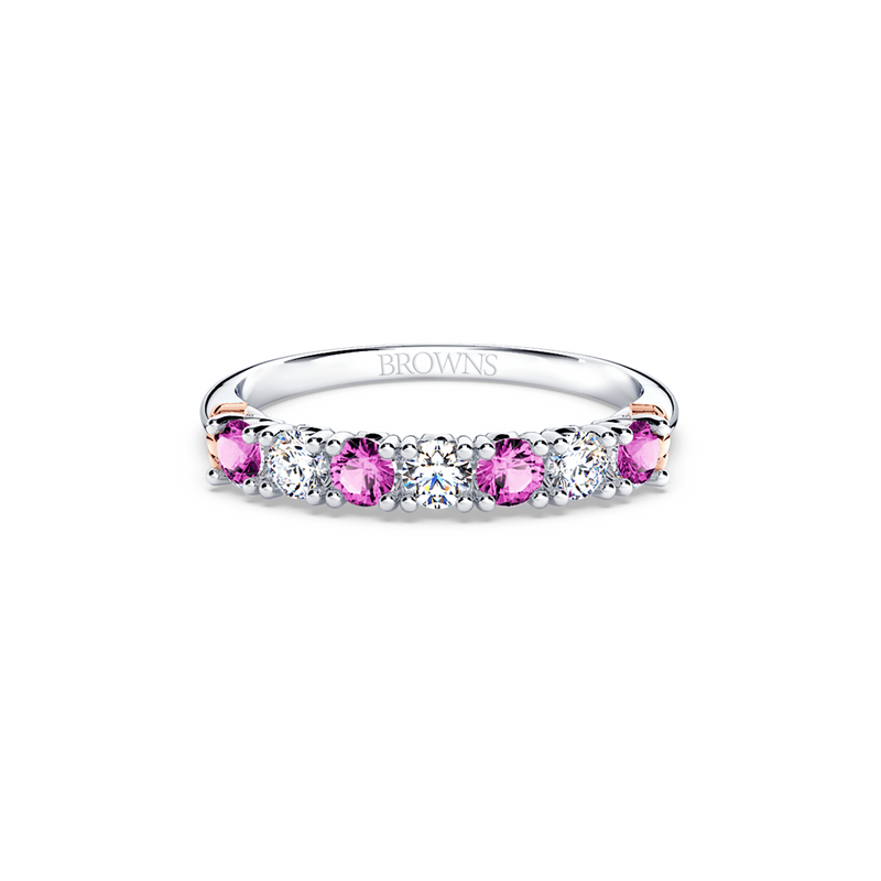 Protea Pink Sapphire and Diamond Eternity Ring