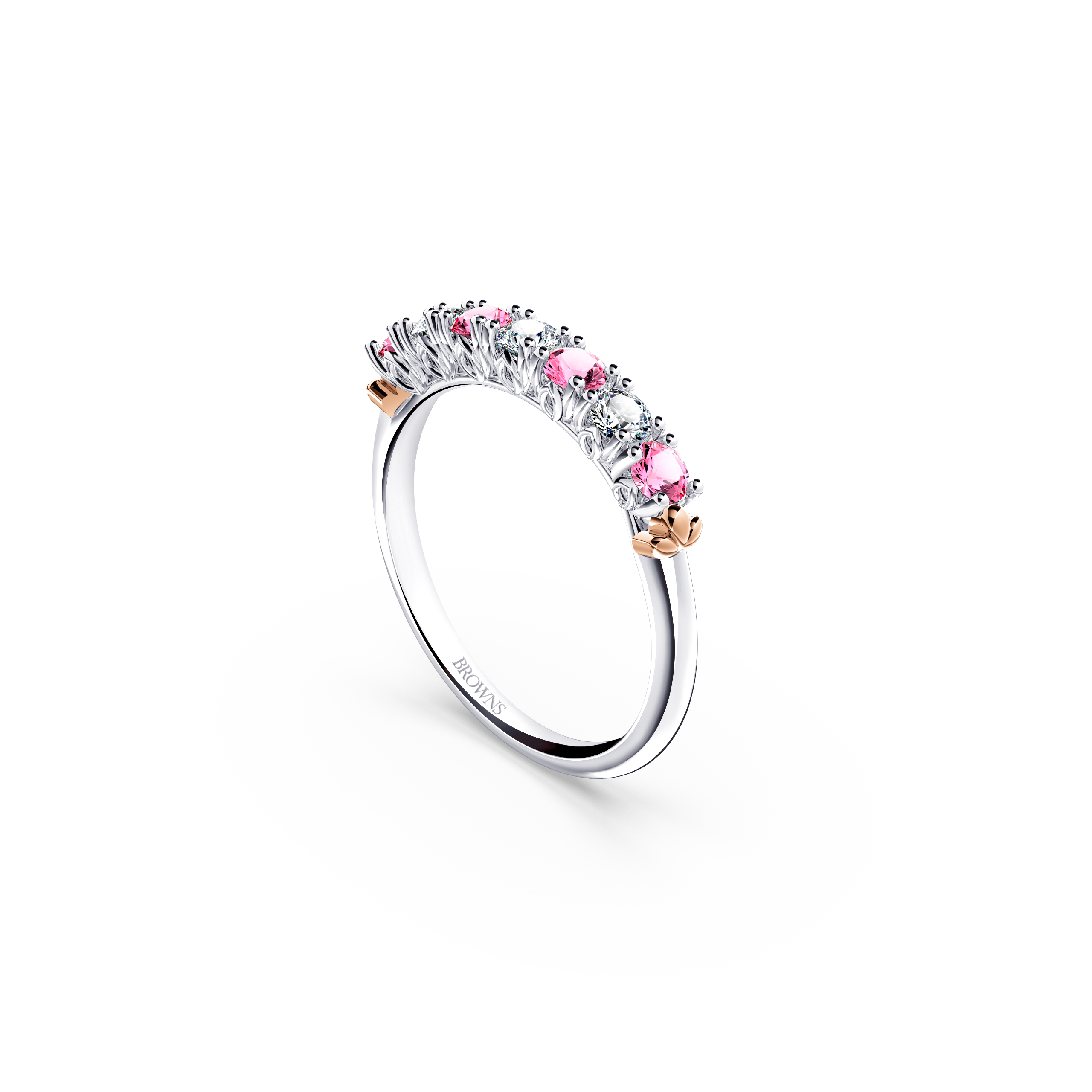 Protea Pink Sapphire and Diamond Eternity Ring