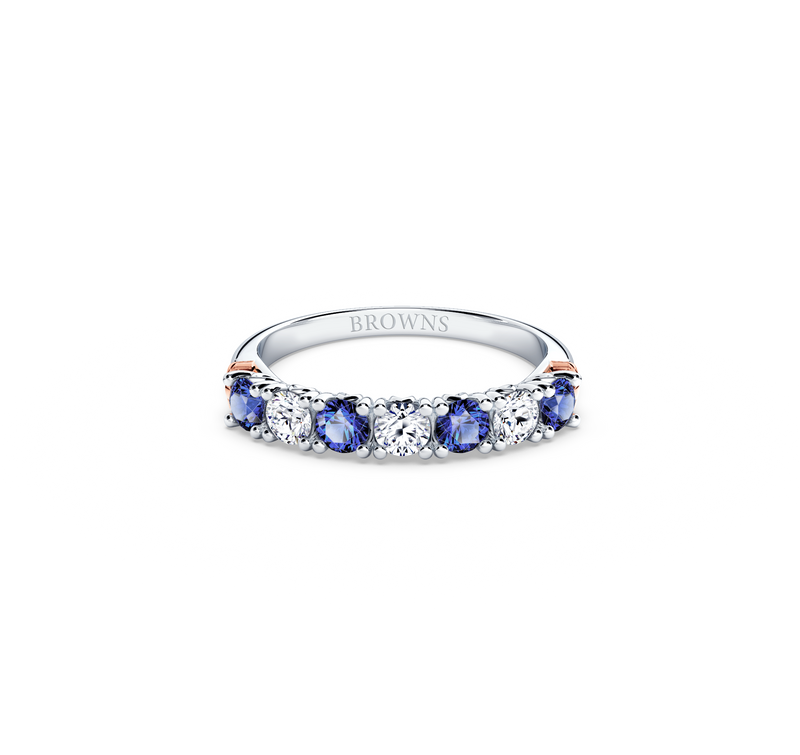 Protea Blue Sapphire and Diamond Eternity Ring