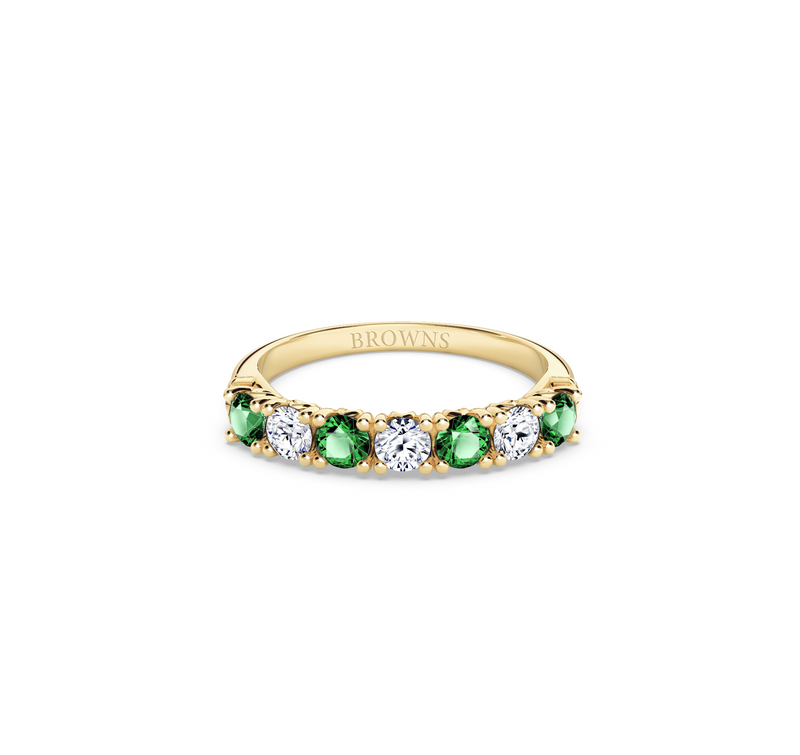 Protea Emerald and Diamond Eternity Ring