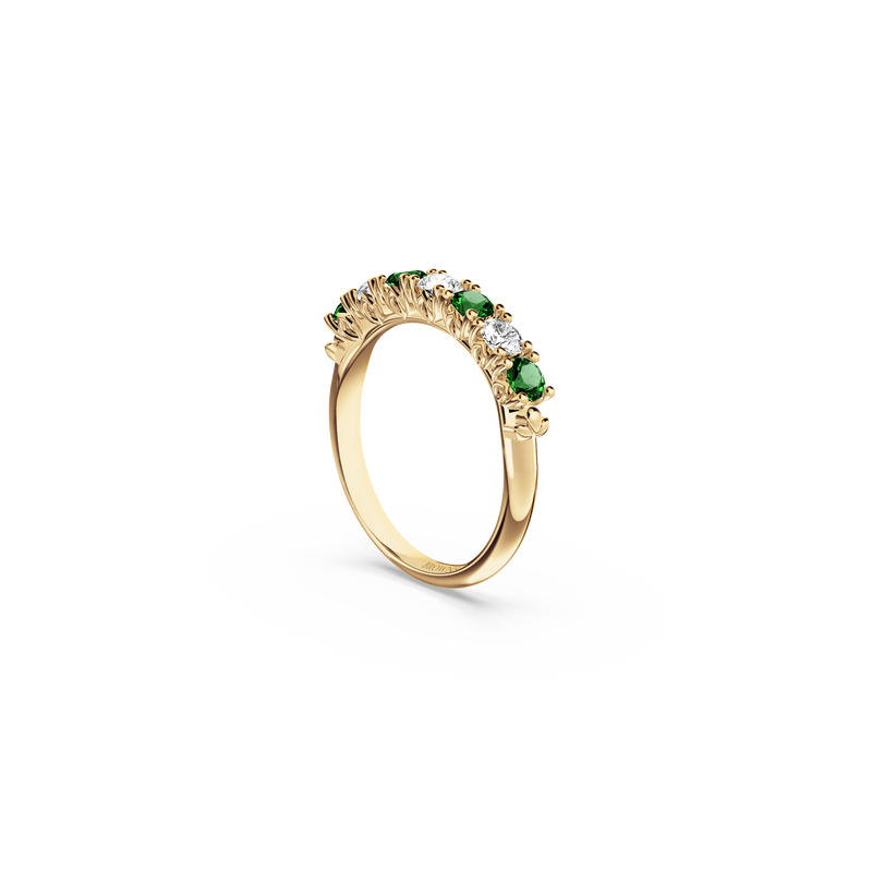 Protea Emerald and Diamond Eternity Ring