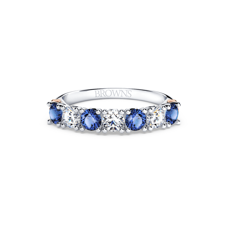 Protea Blue Sapphire and Diamond Eternity Ring