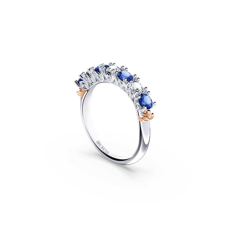 Protea Blue Sapphire and Diamond Eternity Ring